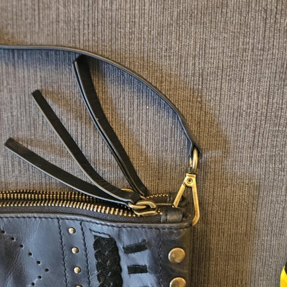 Lucky Brand Black Leather Studded Crossbody Bag with Adjustable Removable Strap - Picture 5 of 15